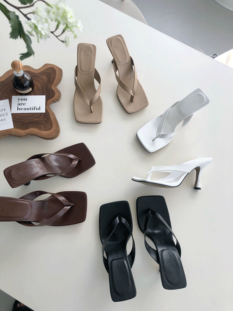 (8cm) 사각코 쪼리힐-shoes